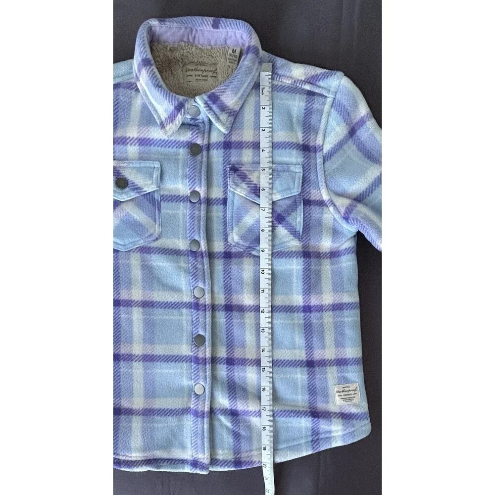 NWOT Weatherproof Vintage Kids Plaid Shirt Jacket Sherpa Lined Snaps M 10/12